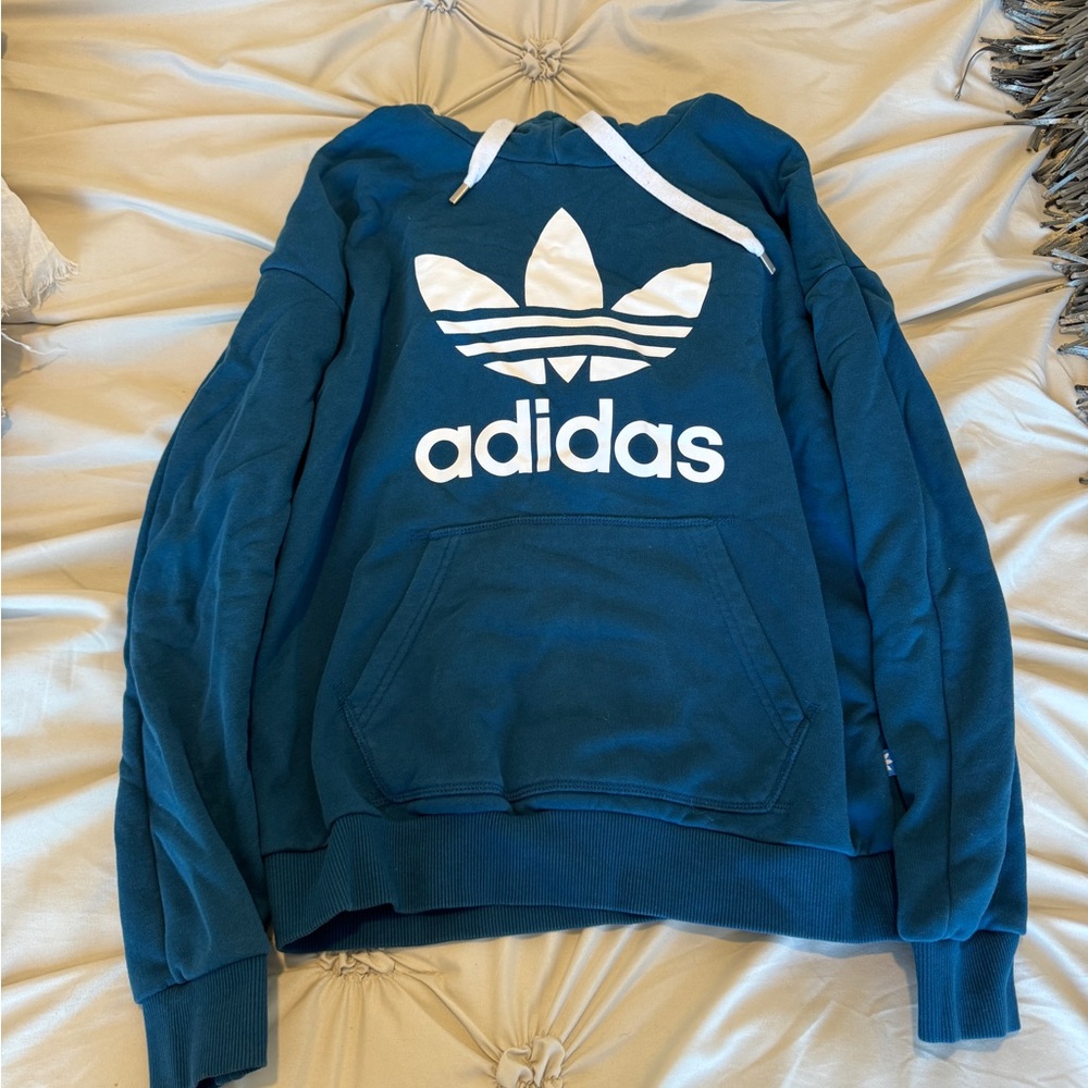 Adidas Teal Blue Hoodie Sweatshirt